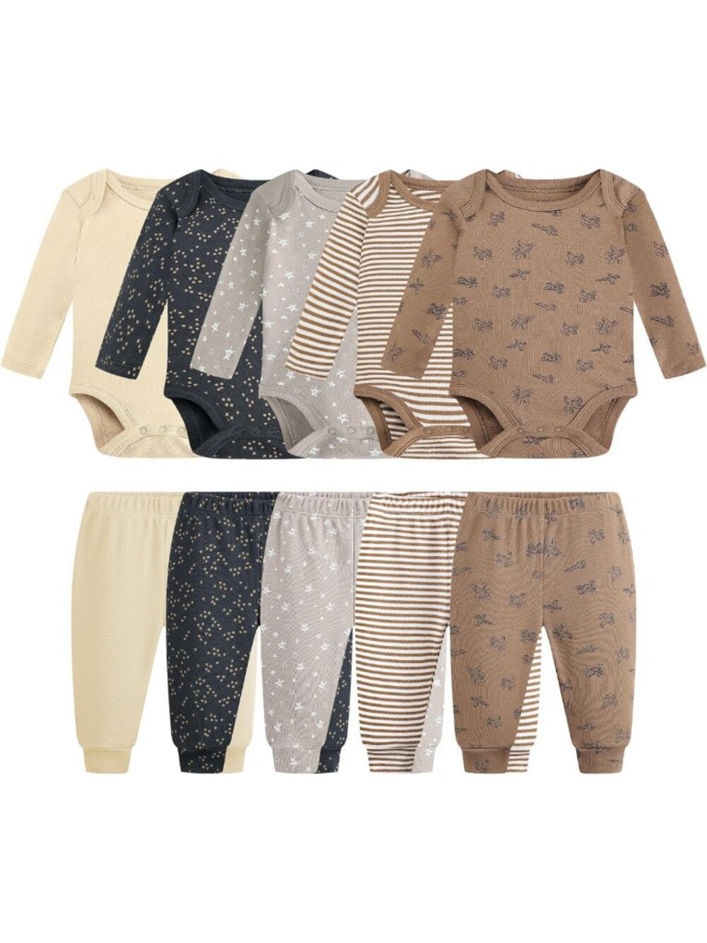 Soft Cotton 10-Piece Newborn Layette Set | Unisex Baby Bodysuits & Pants
